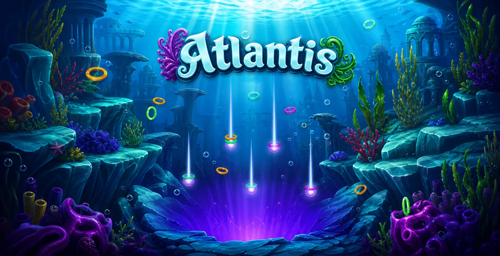 Atlantis by Galaxsys - underwater multiplier ladder gameplay with dropped balls