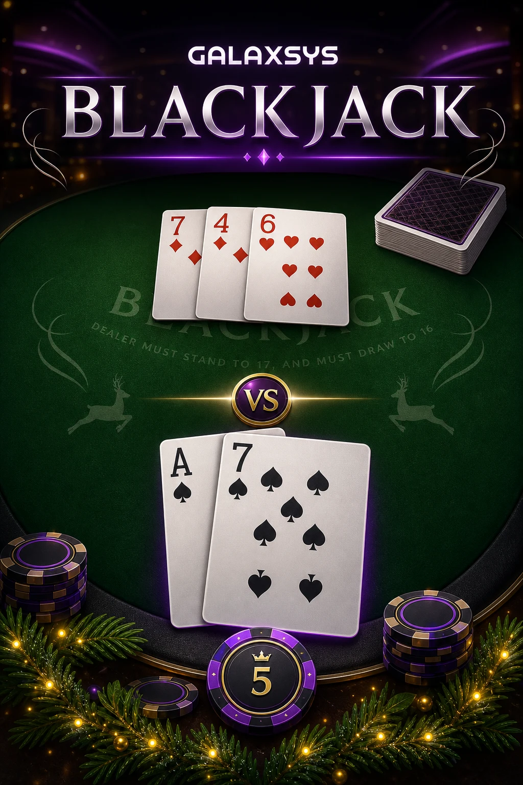 Blackjack by Galaxsys - dealer and player hands on the table