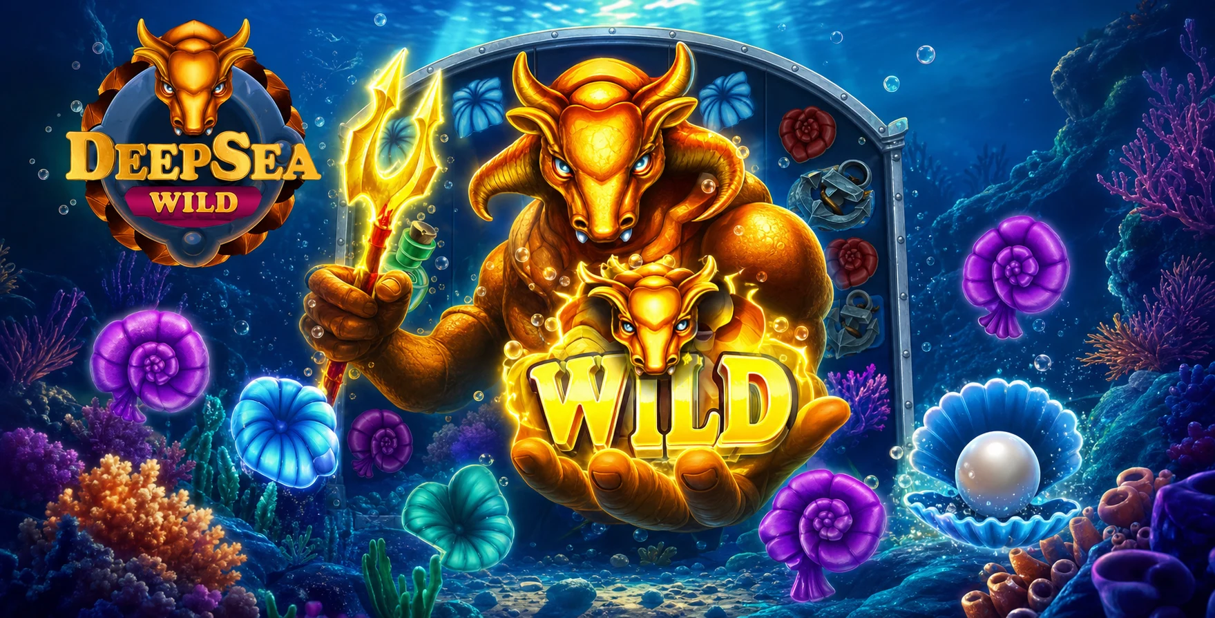 Deep Sea Wild gameplay screenshot showing the 5x5 underwater grid