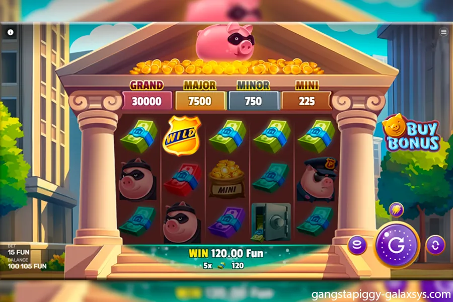 Gangsta Piggy Hold And Win screenshot 2 - reel layout and interface