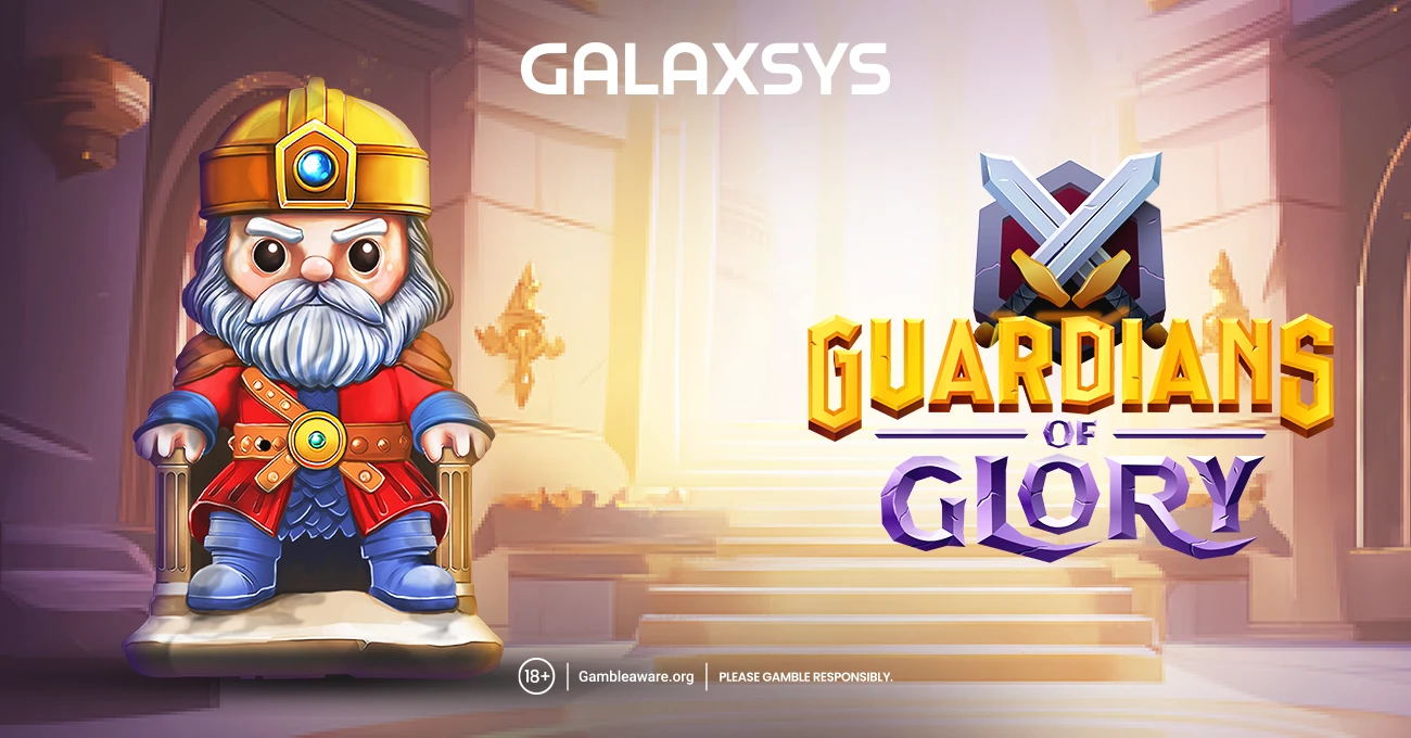 Guardians Of Glory by Galaxsys - king on throne with crossed swords emblem logo screen