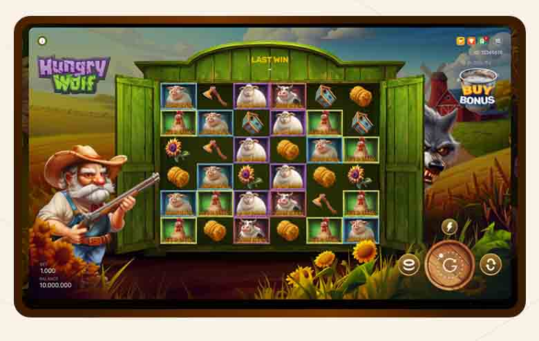 Hungry Wolf screenshot 2 - expanded grid base game with Buy Bonus button