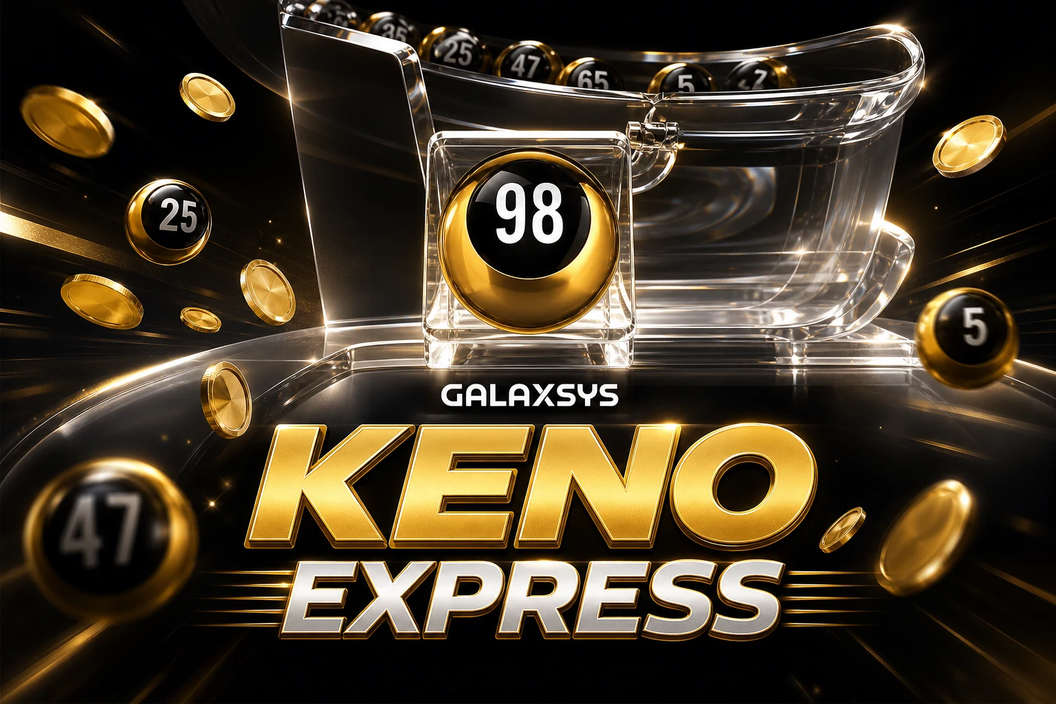 Keno Express game by Galaxsys - ball draw machine with range betting slider