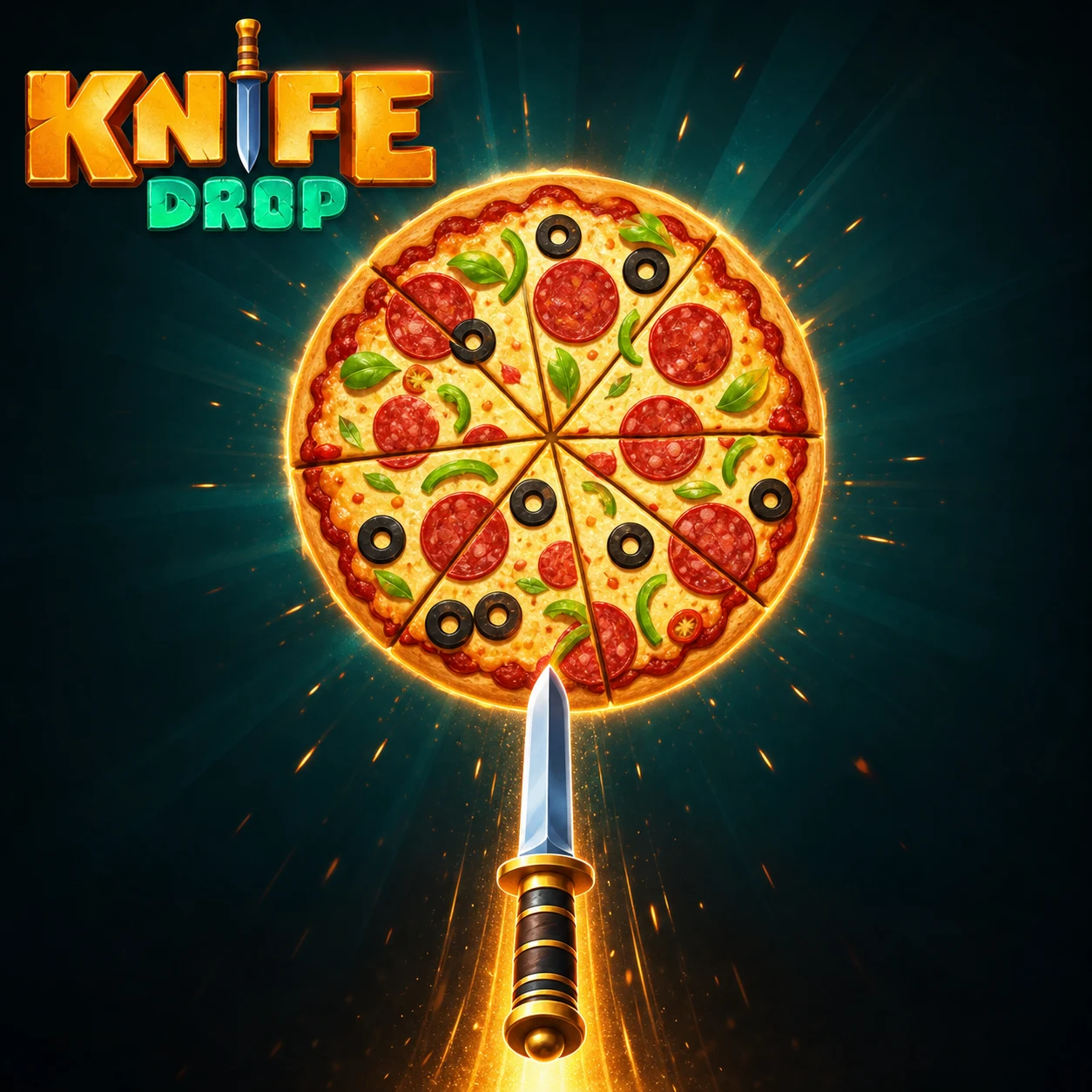 Knife Drop gameplay screenshot showing the spinning target and payout zones
