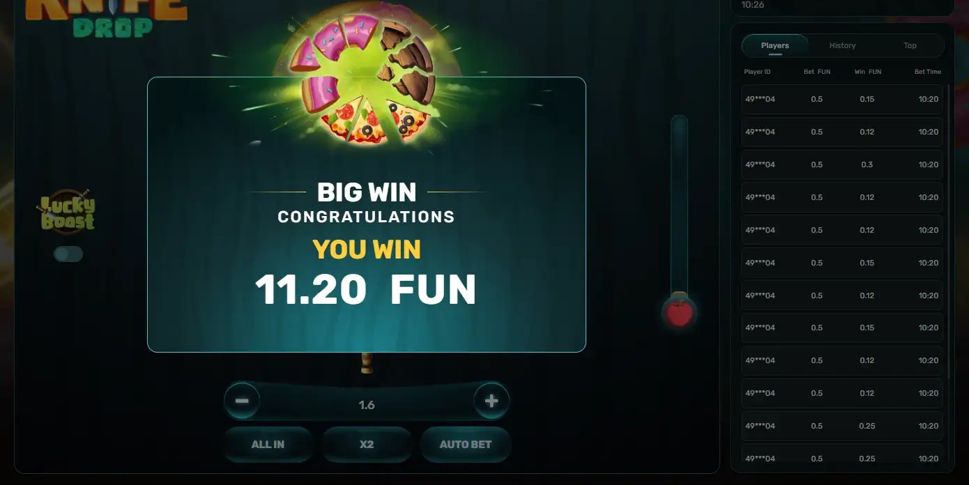 Knife Drop screenshot 3 - apple-collect bonus progress