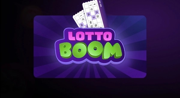 Lotto Boom gameplay showing six numbered tickets, a jackpot counter, and total bet display