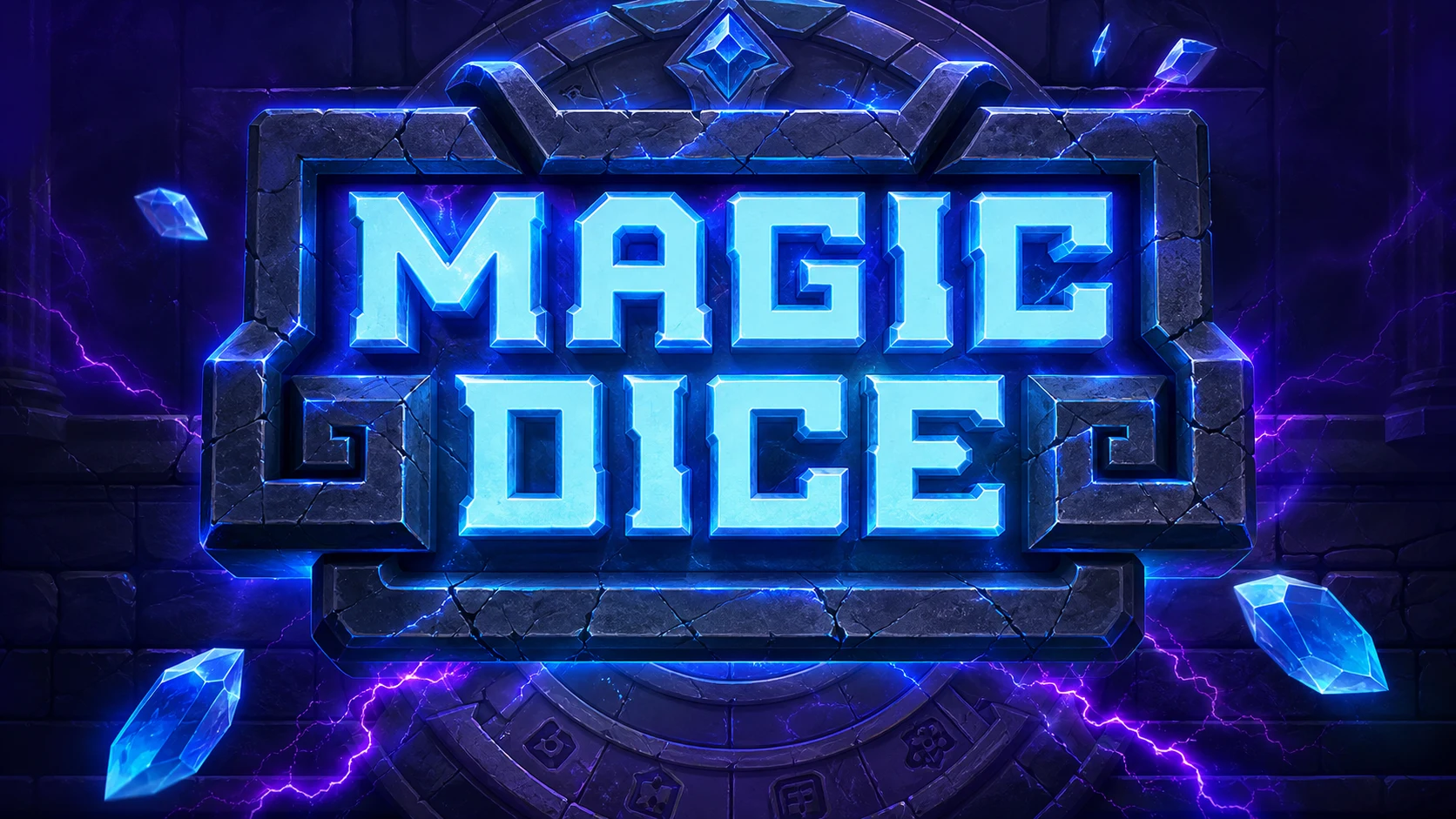 Magic Dice game screenshot - glowing dice inside a stone ritual circle