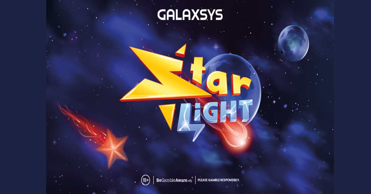 Starlight by Galaxsys logo screen with a falling star and cosmic background